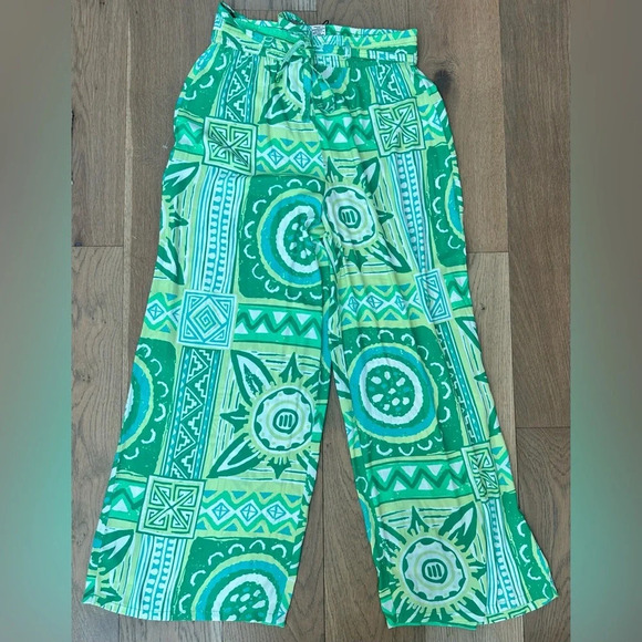 NWT Rachel Zoe Tropical Pants‎ Small Green - Picture 1 of 8